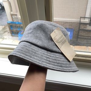 Grey wool bucket hat-Muji